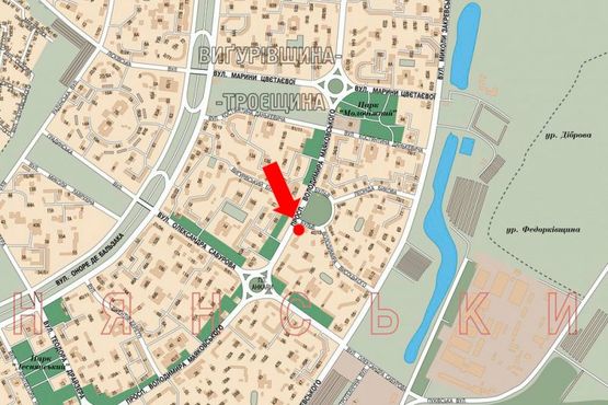 Схема рекламной плоскости по адресу Маяковского пр., 40, в сторону Сабурова ул.