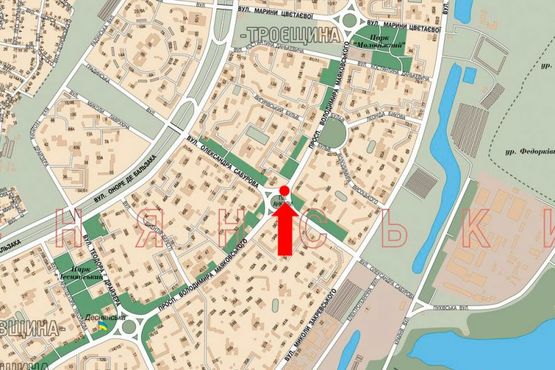 Схема рекламной плоскости по адресу Маяковского пр. / Сабурова ул., разделитель, из центра