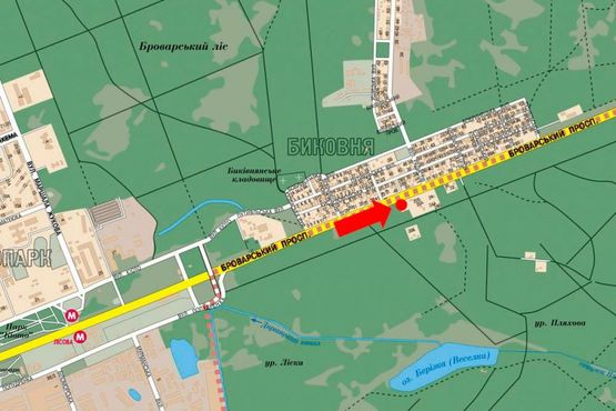 Схема рекламной плоскости по адресу Броварской пр., 20А, в сторону Броваров