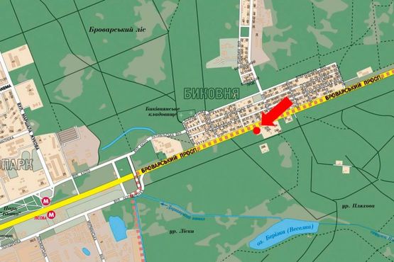 Схема рекламної площини за адресою Броварской пр., 20А, в сторону Киева