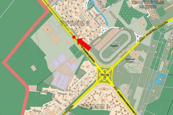 Схема рекламної площини за адресою Кольцевая дорога / Лятошинского ул., 8, возле супермаркета "METRO", в сторону Победы пр.