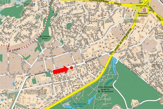 Схема рекламної площини за адресою Васильковская ул., 17, возле супермаркета "Велика Кишеня", в центр