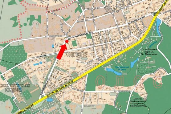 Схема рекламної площини за адресою Васильковская ул., 33, в центр