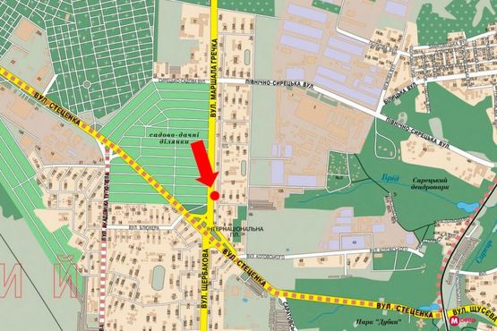 Схема рекламной плоскости по адресу Гречко ул., 8, в сторону ст. м. "Нивки"