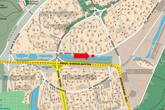 Схема рекламной плоскости по адресу Закревского ул., 15, в сторону Драйзера ул.