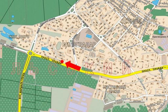 Схема рекламної площини за адресою Правды пр., 80, в сторону Гречка ул.