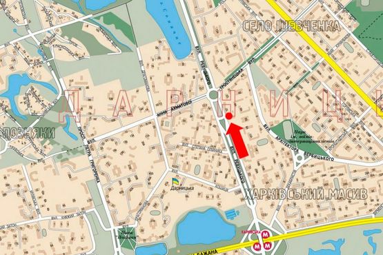 Схема рекламной плоскости по адресу Ревуцкого ул., 25, в сторону Харьковское шоссе