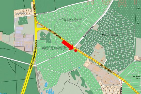 Схема рекламної площини за адресою Стеценко ул. / Газопроводная ул., в сторону Туполева ул.