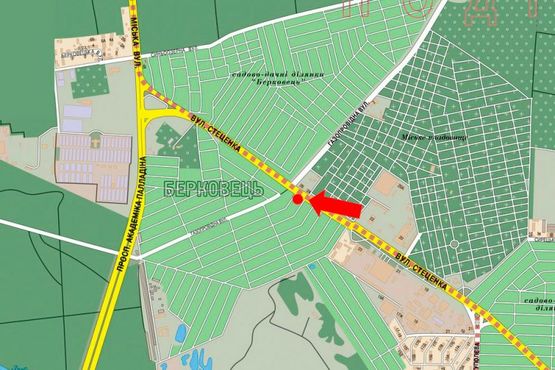 Схема рекламной плоскости по адресу Стеценко ул. / Газопроводная ул., в сторону супермаркетов "Ашан", "Эпицентр", "Novus"