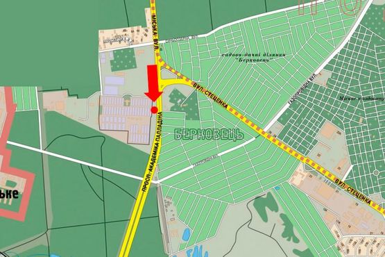 Схема рекламной плоскости по адресу Палладина пр., возле супермаркета "Эпицентр", в сторону ст. м. "Академгородок"