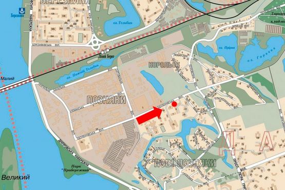 Схема рекламной плоскости по адресу Здолбуновская ул., 9, напротив супермаркета "Сильпо", в сторону Тепловозная ул., Григоренко пр.