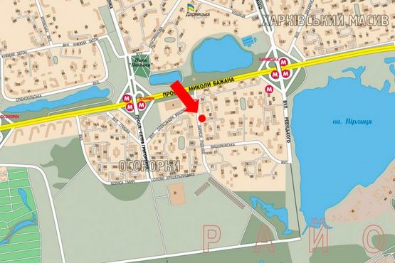 Схема рекламной плоскости по адресу Руденко ул., 7, в сторону супермаркетов "METRO", "Эпицентр"