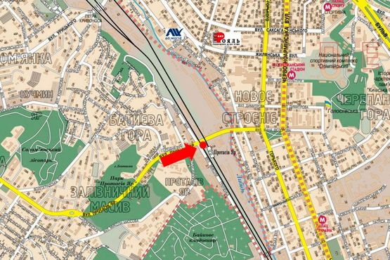 Схема рекламной плоскости по адресу Федорова ул. / Гринченка ул., в сторону Б. Васильковская ул. (бывш. Красноармейская ул.)