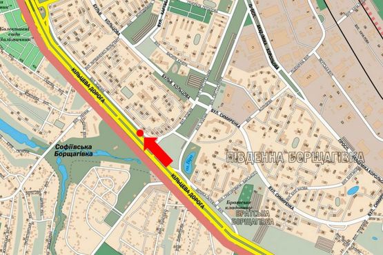 Схема рекламной плоскости по адресу Кольцевая дорога / Зодчих ул., 16, напротив, в сторону Победы пр.