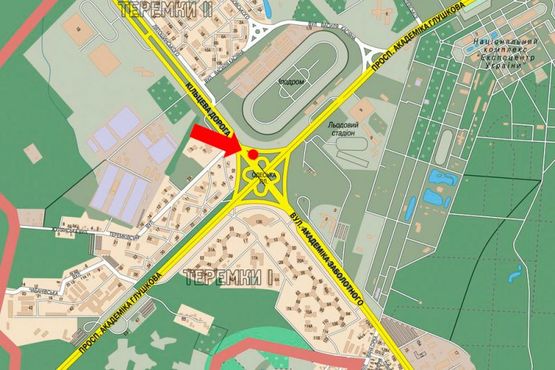 Схема рекламной плоскости по адресу Одесская пл. / Кольцевая дорога, в сторону ТРЦ "Магеллан", Заболотного ул.