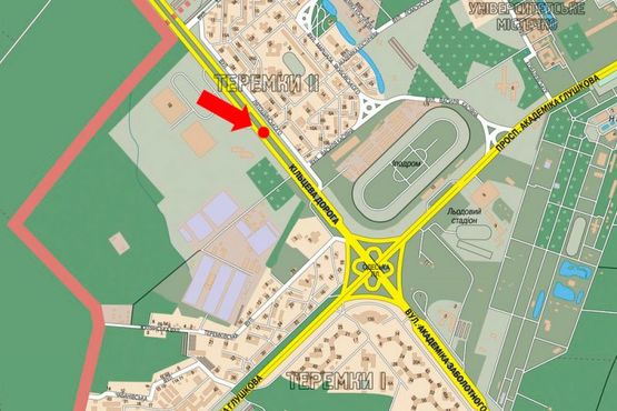 Схема рекламної площини за адресою Кольцевая дорога / Лятошинского ул., разделитель, возле супермаркетов "METRO", "Эпицентр", в сторону Одесская пл.