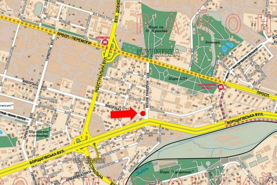 Схема рекламной плоскости по адресу Выборгская ул. / Янгеля ул., в сторону Борщаговская ул.