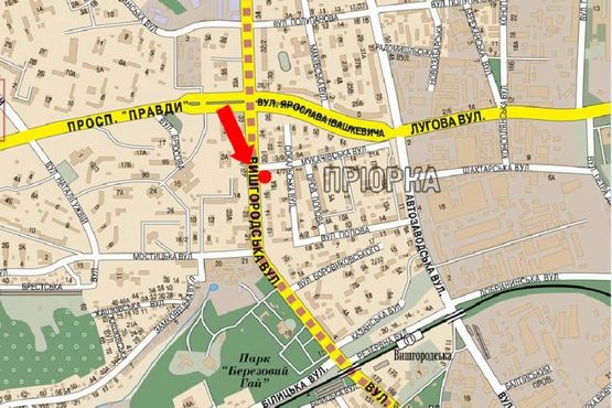 Схема рекламної площини за адресою Вышгородская ул., 18/2, на светофоре, в сторону Кирилловская ул. (бывш. ул. Фрунзе)