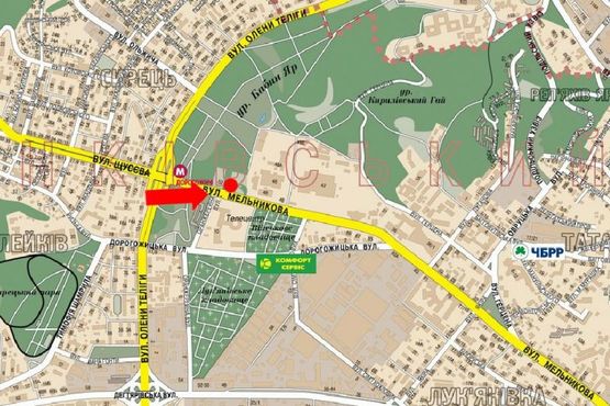 Схема рекламної площини за адресою Мельникова ул., 52 / ул. Оранжерейная, на светофоре, возле АЗС, в сторону центра