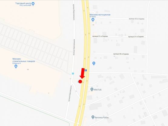 Схема рекламной плоскости по адресу Палладина пр., возле супермаркета "Эпицентр", в сторону ст. м. "Академгородок"