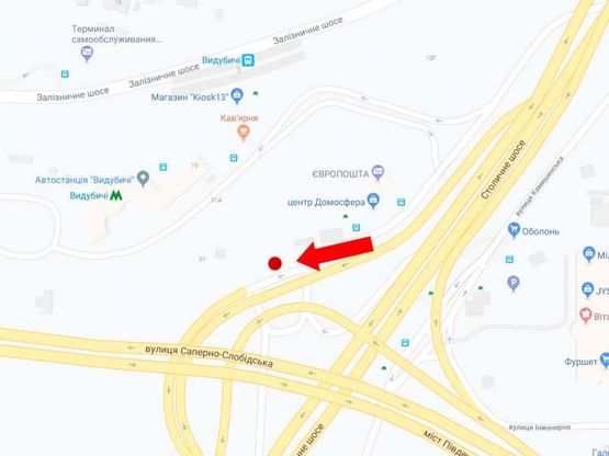 Схема рекламной плоскости по адресу Столичное шоссе, автостанция "Выдубичи", ст. м. "Выдубичи", правый