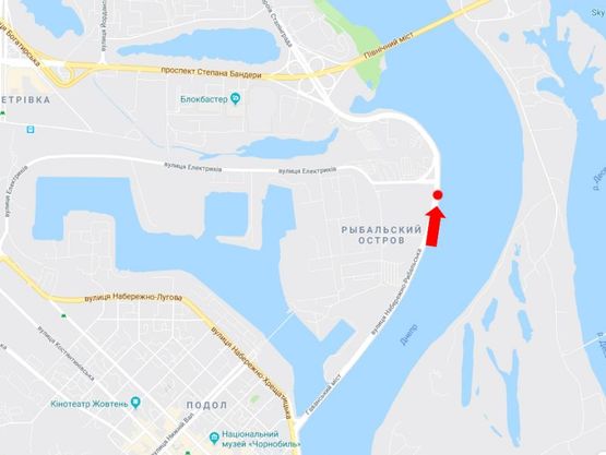 Схема рекламной плоскости по адресу Набережно-Рыбальская ул., 80м от мост Подольско-Воскресенский, в сторону мост Московский