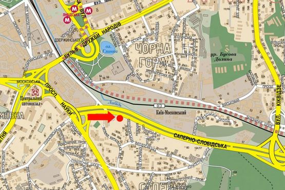 Схема рекламной плоскости по адресу Саперно-Слободская ул. / Феодосиевский пер., 500м до супермаркета "Leroy Merlin", в сторону Южного моста