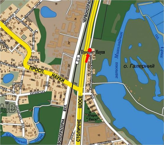 Схема рекламной плоскости по адресу Столичное шоссе, возле АЗС "Лукойл", за развязкой с Науки пр., в центр