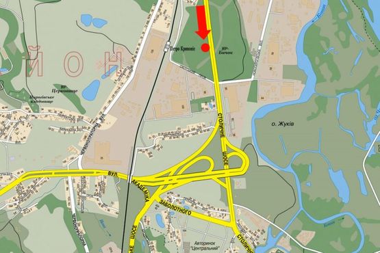 Схема рекламної площини за адресою Столичное шоссе, 14, по Охотский пер., в сторону Конче-Заспы