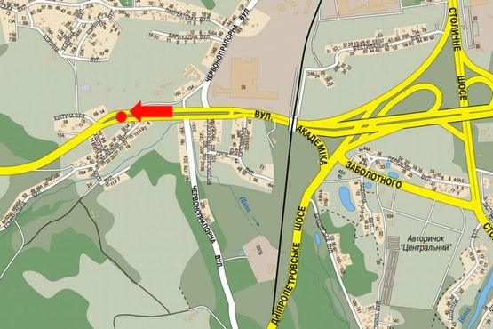 Схема рекламной плоскости по адресу Заболотного ул. / Коммунальная ул., разделитель, левая, в сторону Одесская пл.