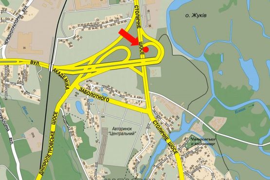 Схема рекламної площини за адресою Столичное шоссе / Заболотного ул., напротив ТРЦ "Домосфера", в сторону Конче-Заспы
