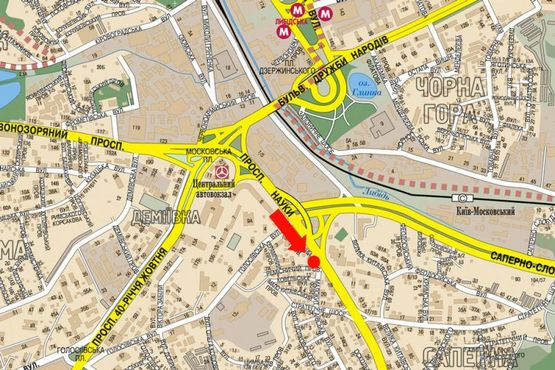 Схема рекламної площини за адресою Науки пр., 16, в сторону Столичное шоссе