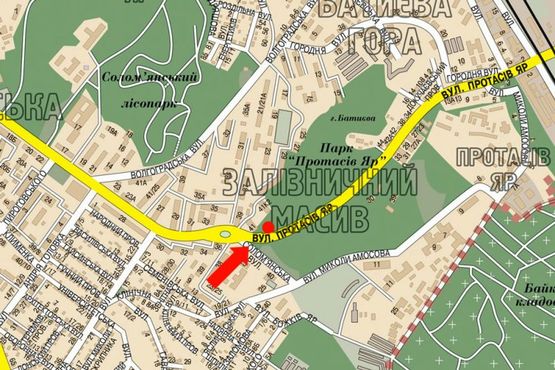 Схема рекламної площини за адресою Протасов Яр ул., 160м от Соломенская ул., в сторону Федорова ул.