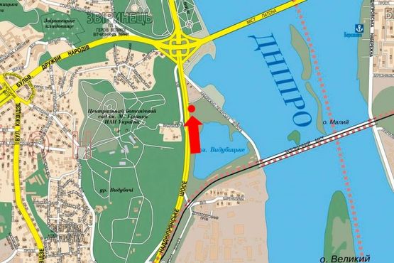 Схема рекламной плоскости по адресу Надднепрянское шоссе, в сторону мост Патона