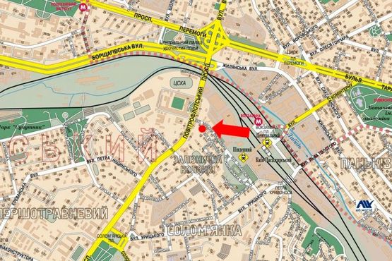 Схема рекламной плоскости по адресу Огиенка ул. (бывш. Лукашевича ул.), 21, в сторону Воздухофлотский пр.