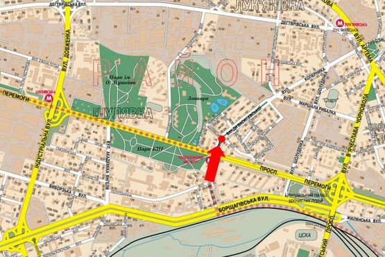 Схема рекламной плоскости по адресу Василевской ул., 5, разделитель, в сторону Дегтяревская ул.