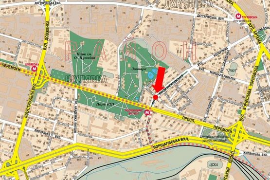 Схема рекламной плоскости по адресу Василевской ул., 5, разделитель, в сторону Победы пр.