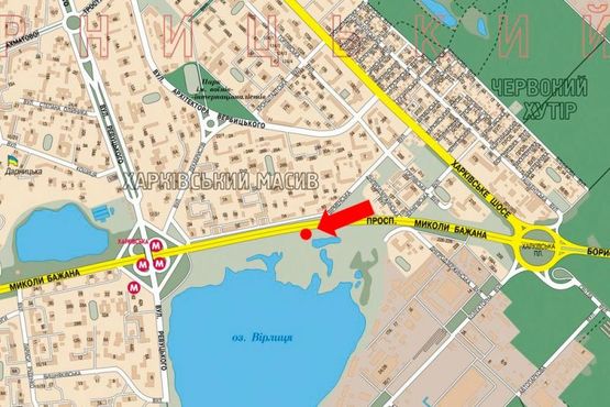 Схема рекламної площини за адресою Бажана пр., 160м от ст. м. "Вирлиця", в сторону ст. м. "Харьковская"