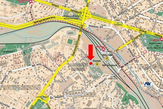 Схема рекламной плоскости по адресу Огиенка ул. (бывш. Лукашевича ул.), 4, разделитель, в сторону Липковского ул. (бывш. ул. Урицкого)