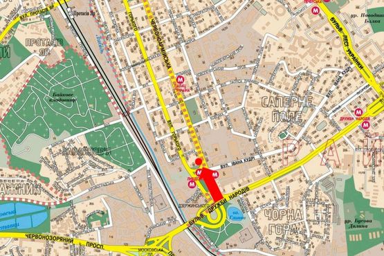 Схема рекламной плоскости по адресу Б. Васильковская ул. (бывш. Красноармейская ул.), 145, ст. м. "Лыбедская", в сторону центра