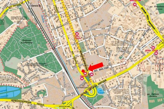 Схема рекламной плоскости по адресу Б. Васильковская ул. (бывш. Красноармейская ул.), 136, в сторону Антоновича ул. (бывш. Горького ул.)