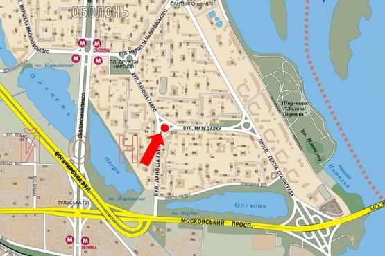 Схема рекламної площини за адресою Иорданская ул. (бывш. Гавро ул.) / Архипенка ул. (бывш. Залки ул.), клумба, в сторону Героев Сталинграда пр.