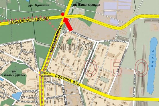 Схема рекламної площини за адресою Минский пр. / Новая окружная дорога, в сторону Вышгорода