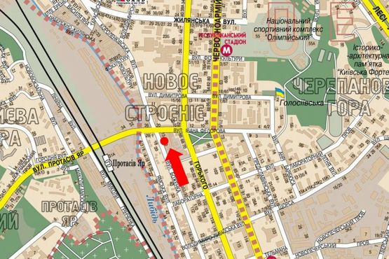 Схема рекламної площини за адресою Малевича ул. (бывш. Боженка ул.), 17, в сторону Федорова ул.