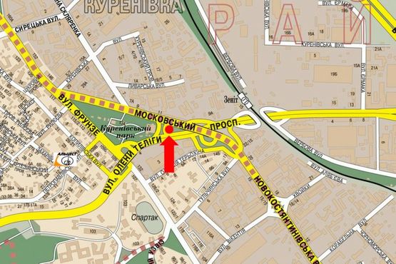 Схема рекламной плоскости по адресу Телиги ул., заезд на Бандеры пр. (бывш. Московский пр.), в сторону Новоконстантиновская ул.