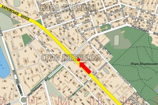 Схема рекламной плоскости по адресу Харьковское шоссе, 59, в сторону Дарницкая пл. (бывш. Ленинградская пл.)