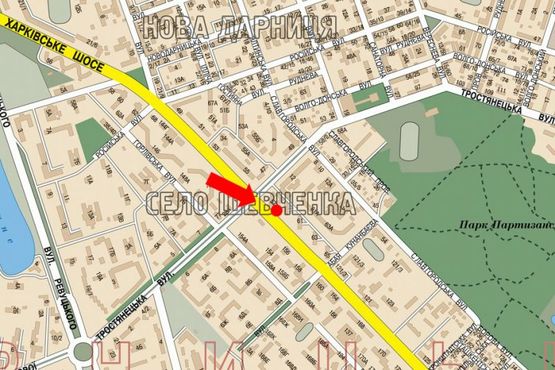 Схема рекламной плоскости по адресу Харьковское шоссе, 59, в сторону Харьковская пл.