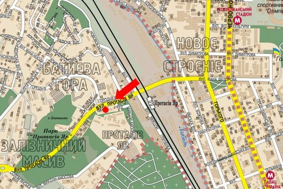 Схема рекламной плоскости по адресу Протасов Яр ул., 150м от Докучаевский пер., справа, в сторону Соломенская пл.