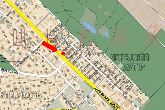 Схема рекламной плоскости по адресу Харьковское шоссе, 149/2, в сторону Харьковская пл.