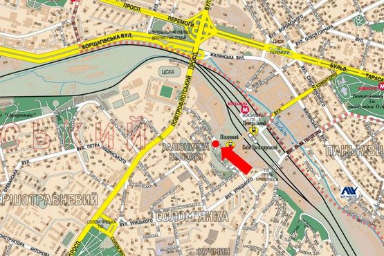 Схема рекламної площини за адресою Огиенка ул. (бывш. Лукашевича ул.), 4, разделитель, возле ТРЦ "Симпатик", "Фокстрот", в сторону Воздухофлотский пр.